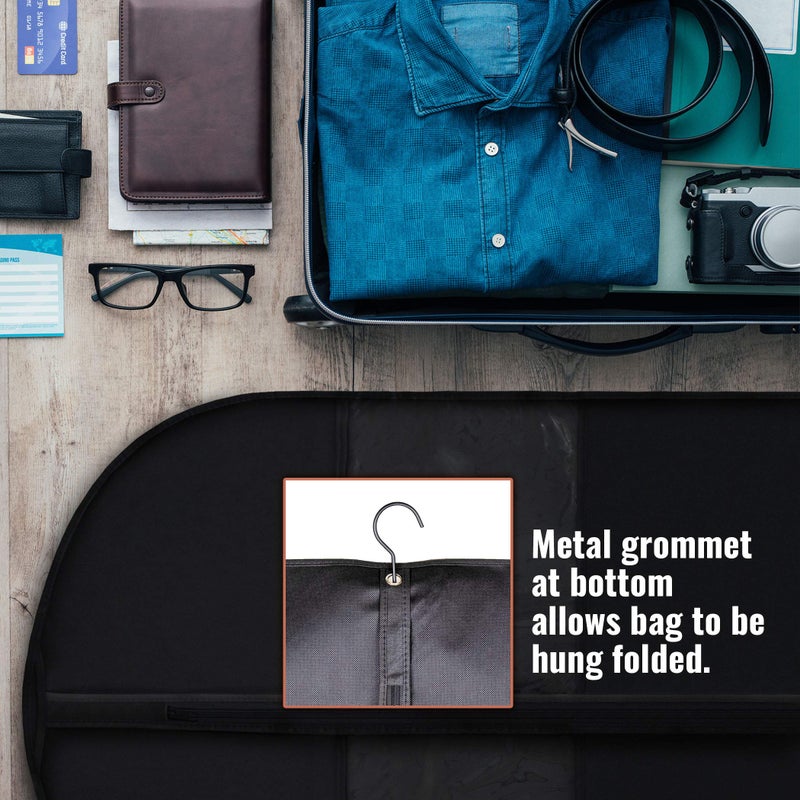 PLX 60" Black Garment Bags for Hanging Clothes, Women Dress Bag Men Suit Bag for Travel and Clothing Storage of Shirts, Fur Coats, Dance Costumes Suit Cover Closet Storage Long Garment Bags w/Zipper - Image 3